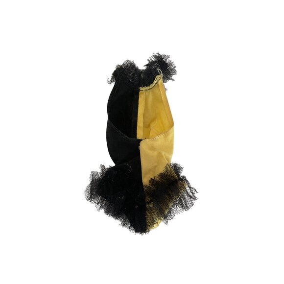 Vintage 60s Barbie Masquerade Half Black Yellow Tulle Bodysuit With Ruffled Trim - Picture 3 of 3